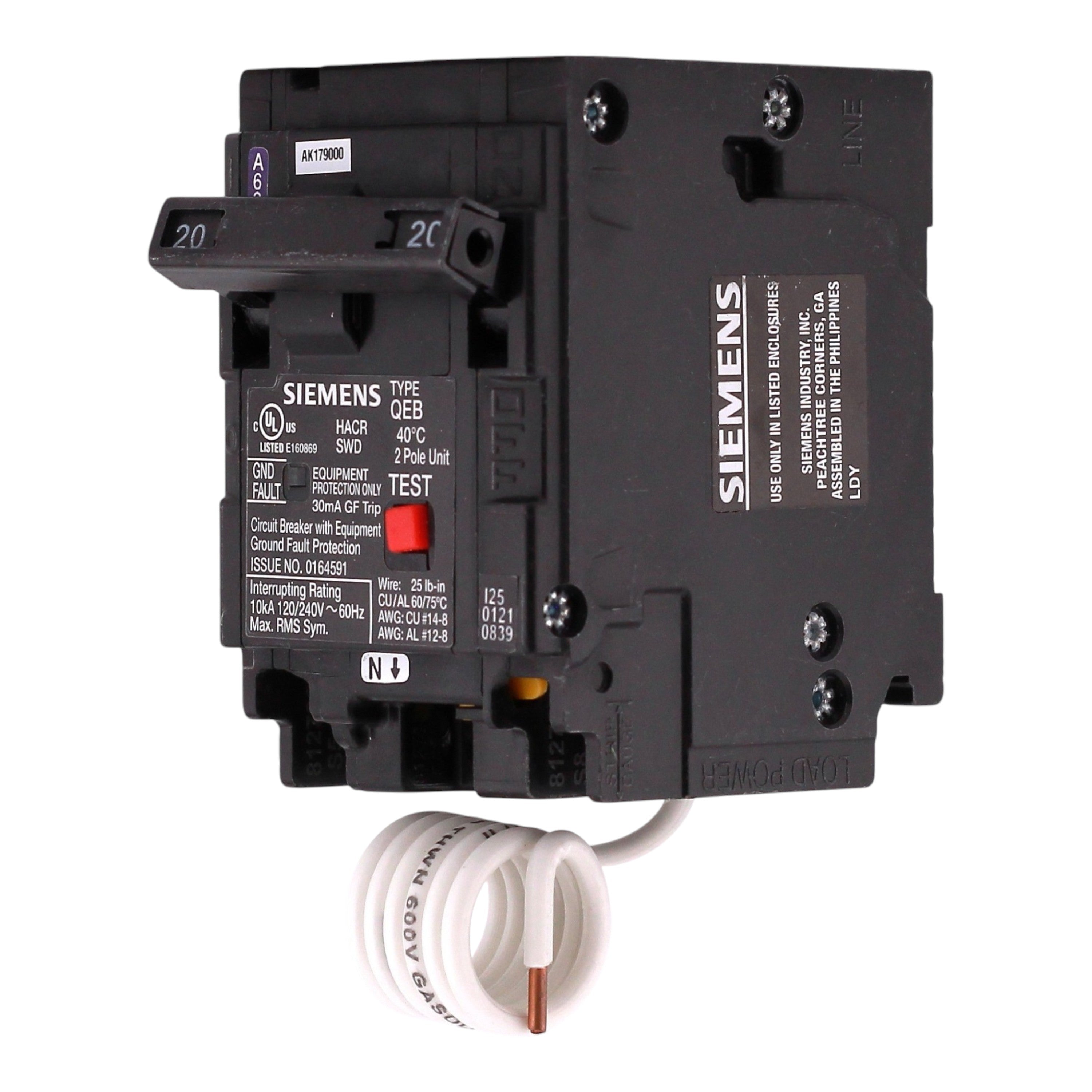 Siemens QEB, Q220EG, 20A, 2P, 240V, GFCI, Pigtail Neutral, Circuit Breaker - Image 2