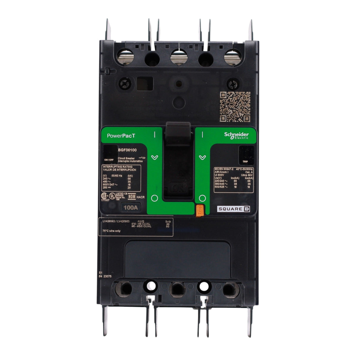 Square D PowerPacT B, BGF36100, 100A, 3P, 600Y/347V, Unit Mount, Circuit Breaker - Image 4