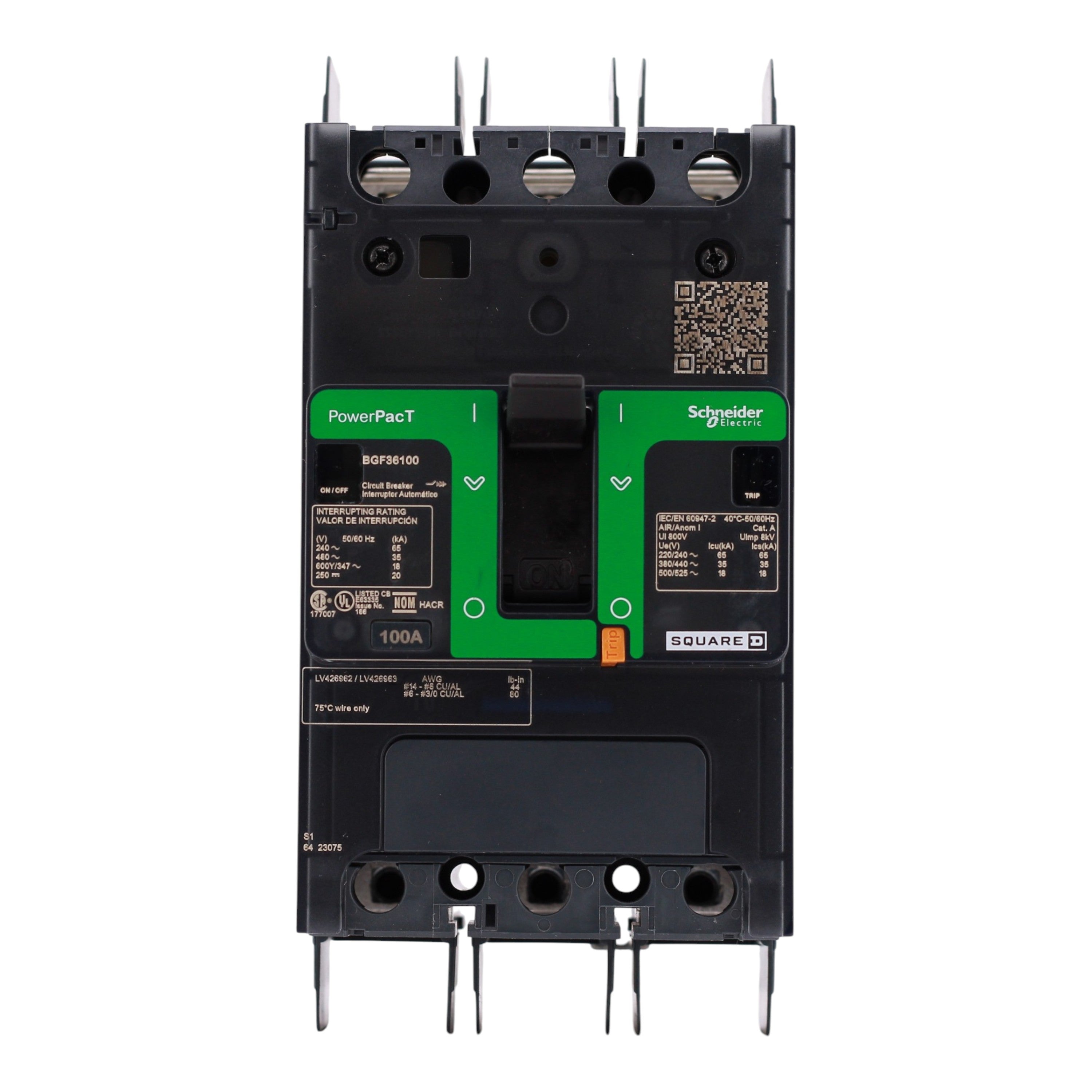Square D PowerPacT B, BGF36100, 100A, 3P, 600Y/347V, Unit Mount, Circuit Breaker - Image 4