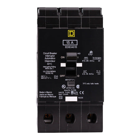 Square D E-Frame EDB34015 15A 3P 480Y/277V Thermal-Magnetic Bolt-On Circuit Breaker - Image 5