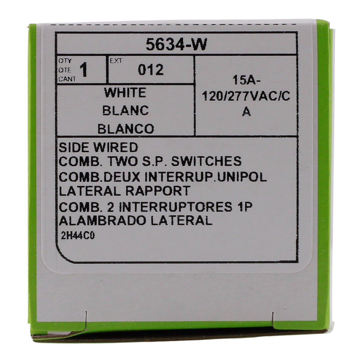 Leviton Decora 5634-W 15A Single-Pole / Single-Pole Combination Switch White - Image 3