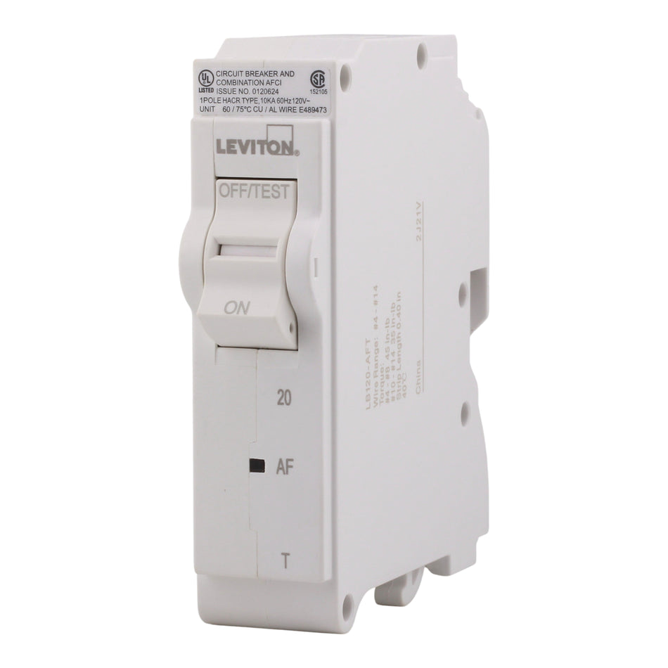 Leviton LB120-AFT 20A 1P 120V AFCI Plug-On Neutral Circuit Breaker - Image 2