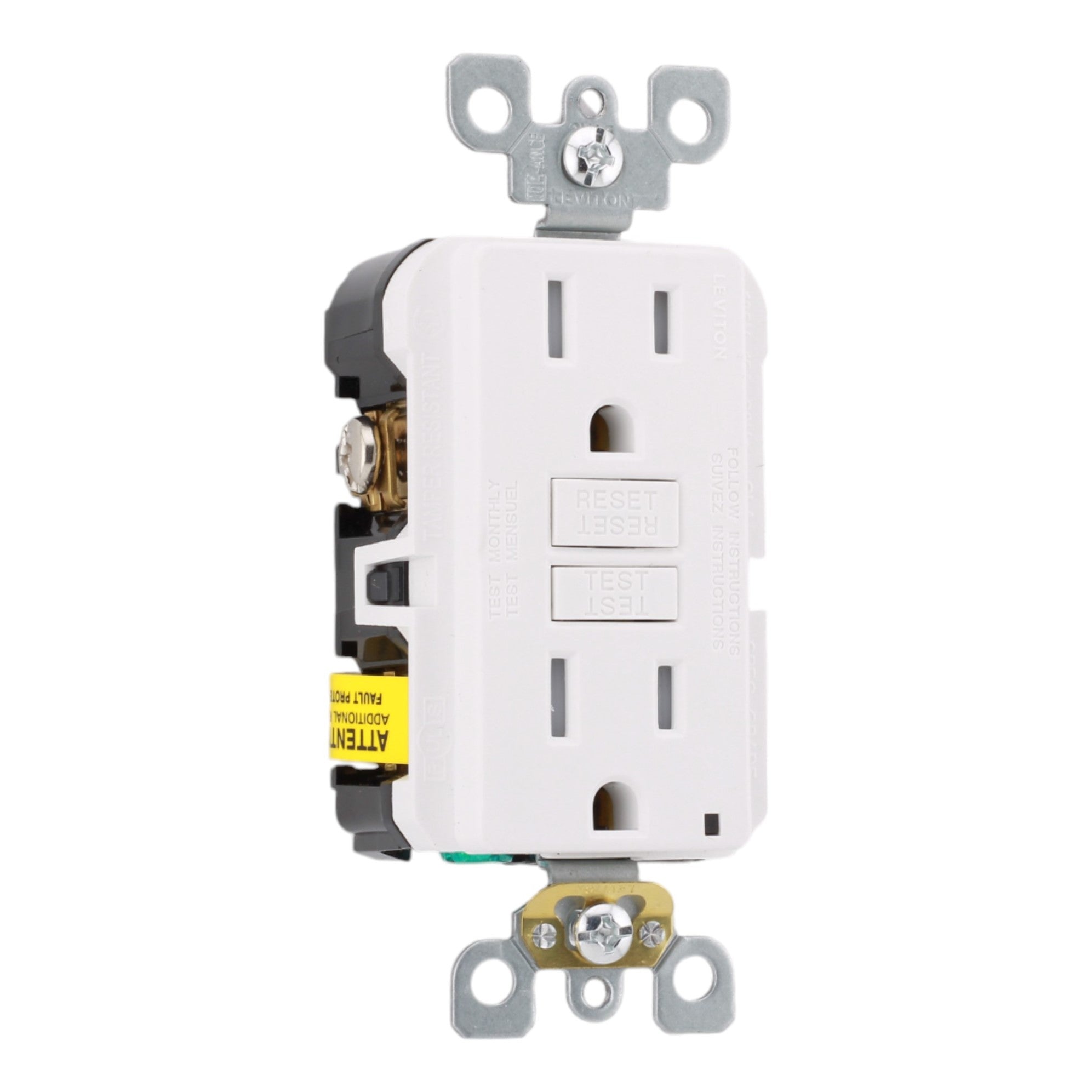 Leviton GFTR1-W 15A 125V Tamper-Resistant Duplex GFCI Receptacle White - Image 3