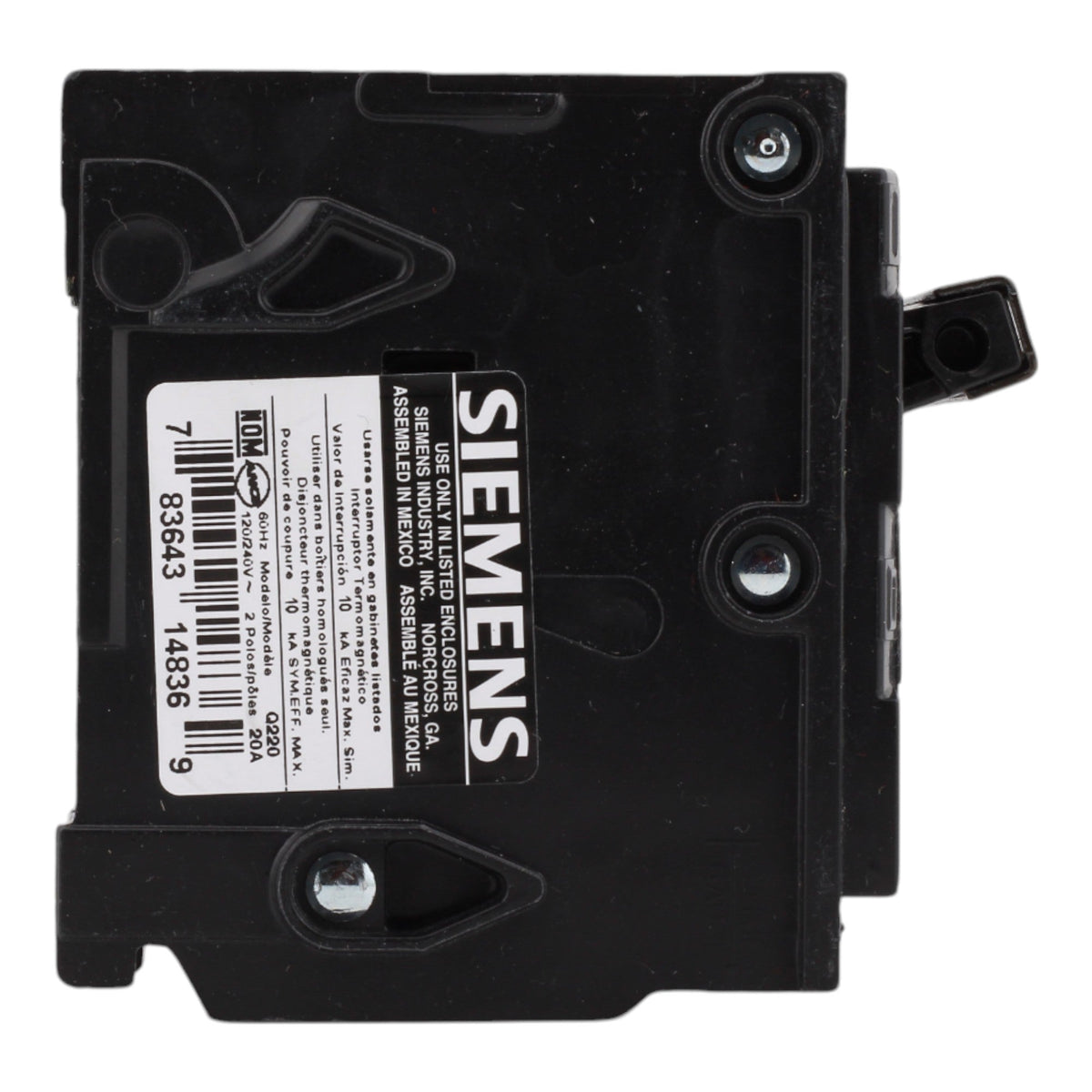 Siemens Q220 20 Amps 120/240 Volts Double Pole Thermal Magnetic Circuit Breaker, Plug-In Mount - Image 5