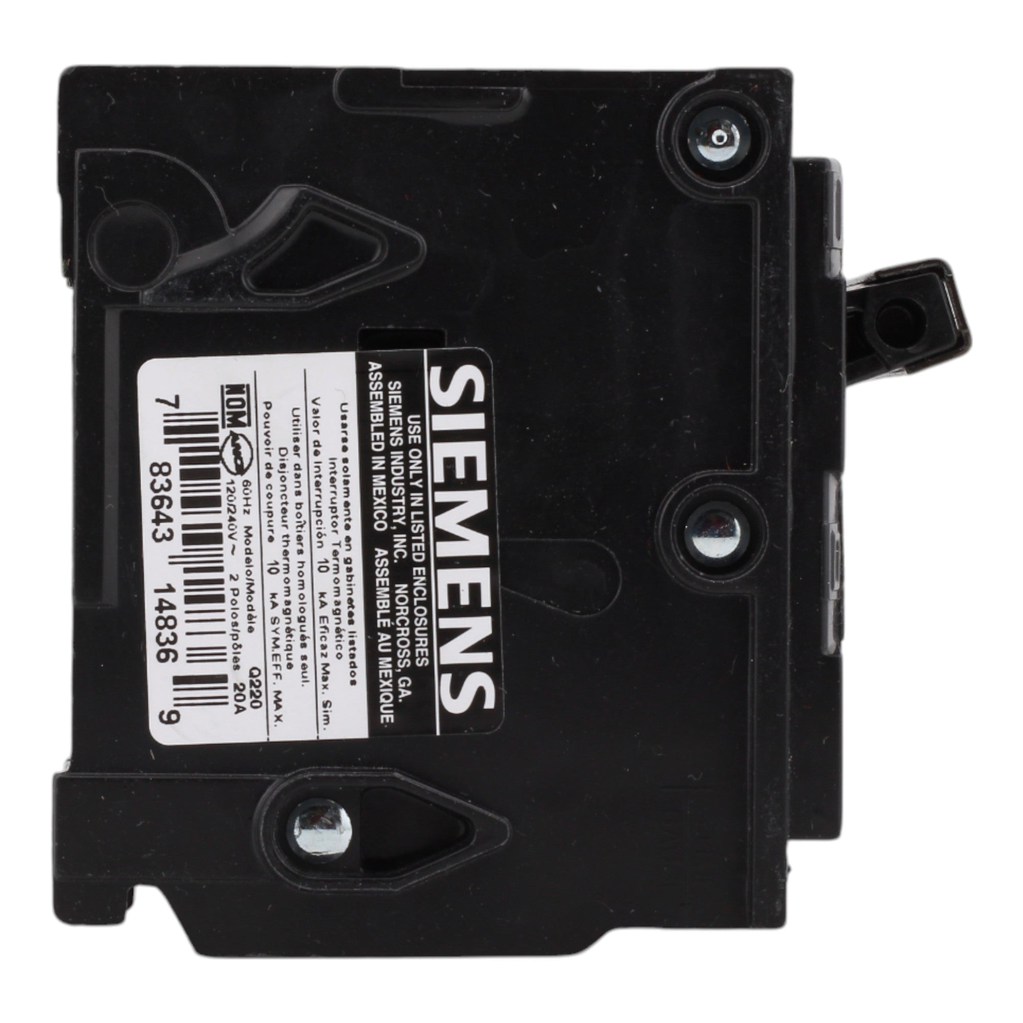 Siemens Q220 20 Amps 120/240 Volts Double Pole Thermal Magnetic Circuit Breaker, Plug-In Mount - Image 5