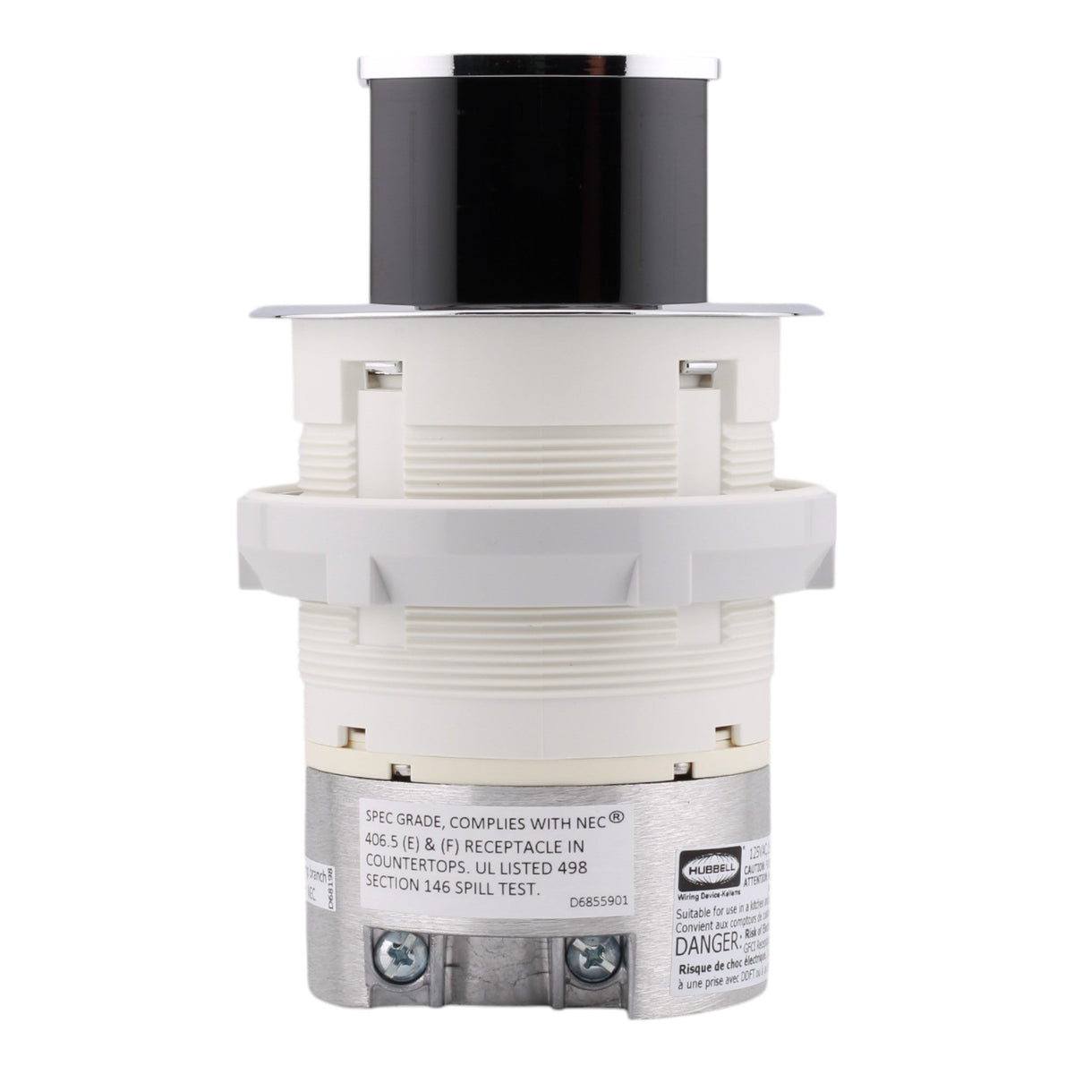 Hubbell Wiring, RCT200CH, 15 Amps, 125 Volts, 2-Pole, Kitchen Counter Receptacle, Surface Mount, Tamper Resistant, Chrome - Image 4