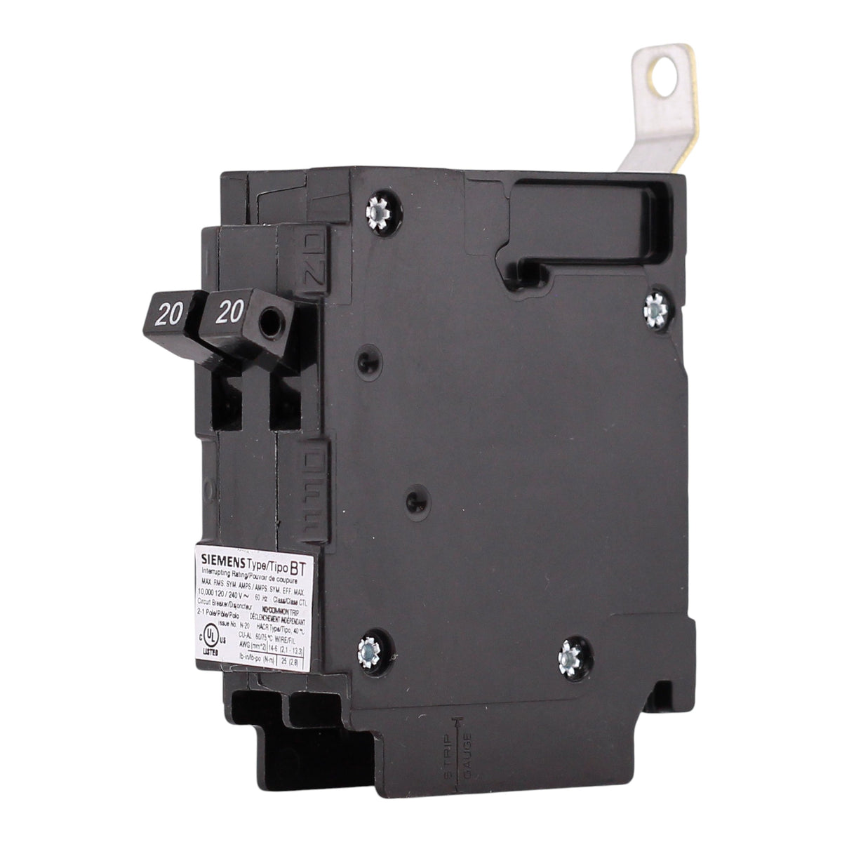 Siemens BT, B2020, 20/20A, 1P, 120V, Duplex, Bolt-On, Circuit Breaker - Image 2