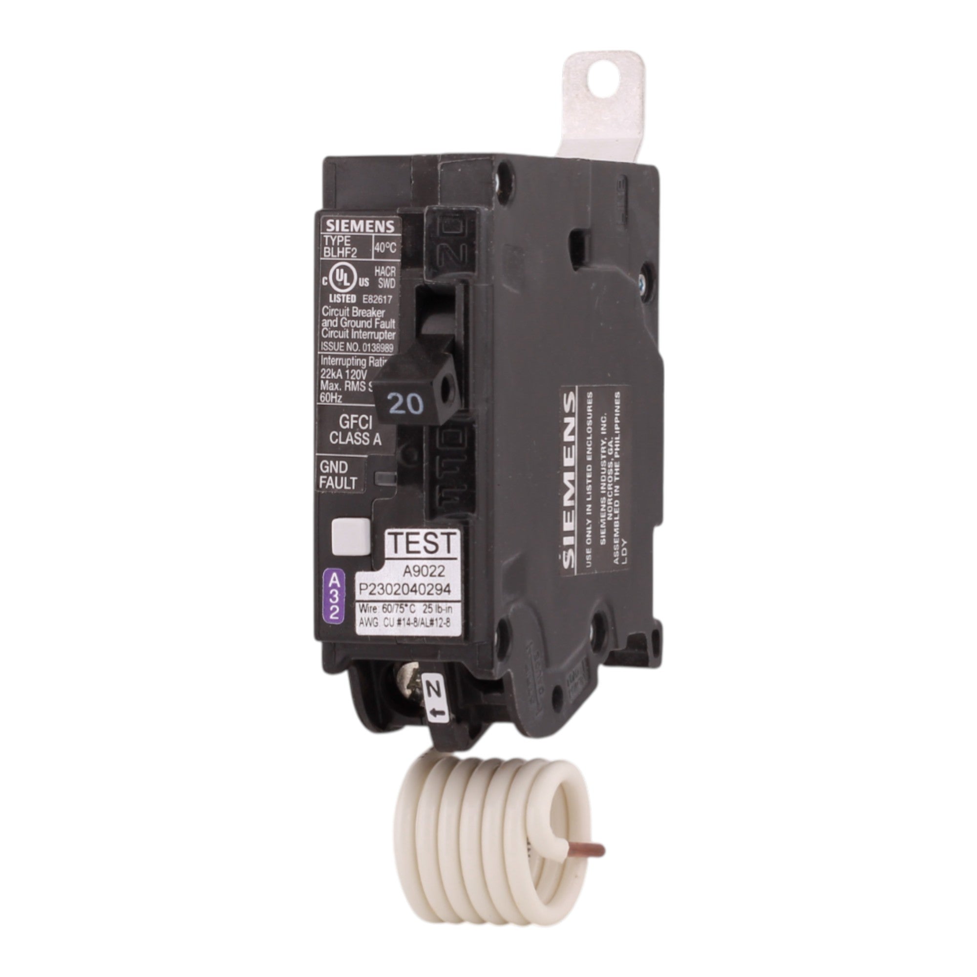 Siemens BLHF BF120AH 20A 1P 120V GFCI Pigtail Neutral Circuit Breaker - Image 3