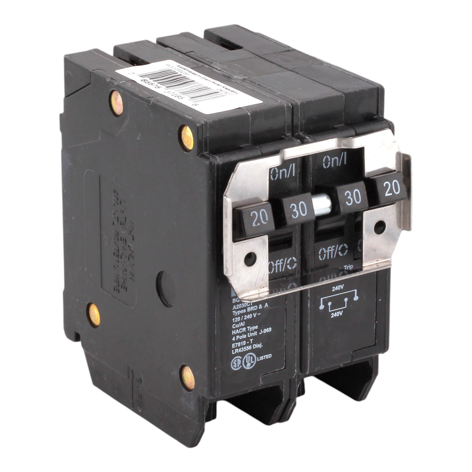 Eaton BR BQC220230 20/30A 4P 120/240V Quadplex CTL Plug-On Circuit Breaker