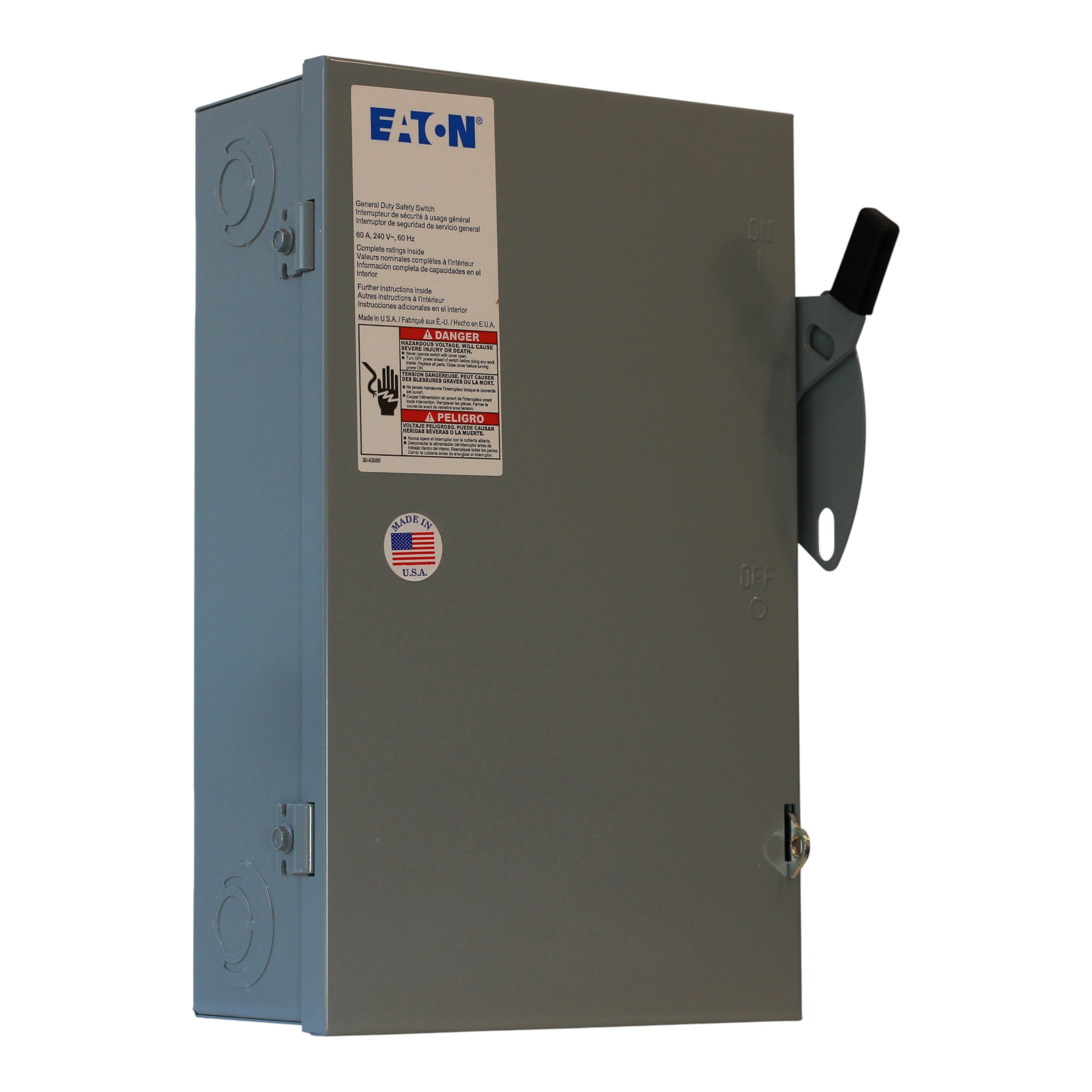 Eaton General Duty DG222UGB 60A 2P 240V Non-Fusible NEMA 1 Safety Switch