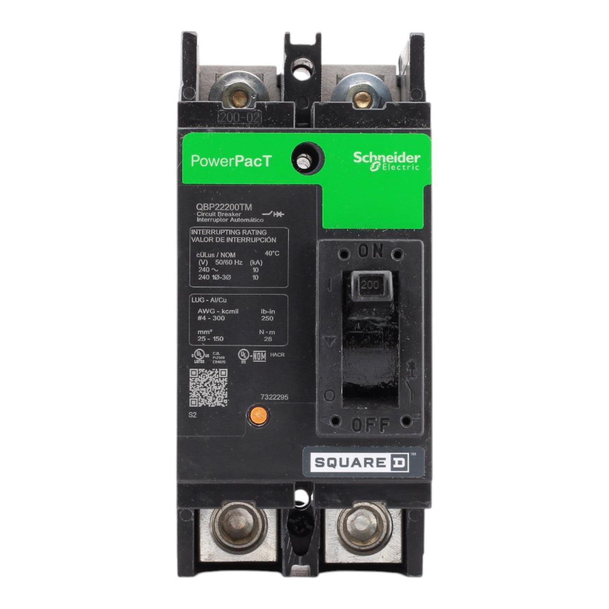 Square D PowerPacT QBP22200TM 200A 2P 240V Thermal-Magnetic Circuit Breaker - Image 4