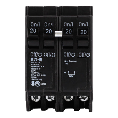 Eaton BR BQ2202120 20A/20A + 20A/20A 4P Quadplex Independent Trip Circuit Breaker - Image 3