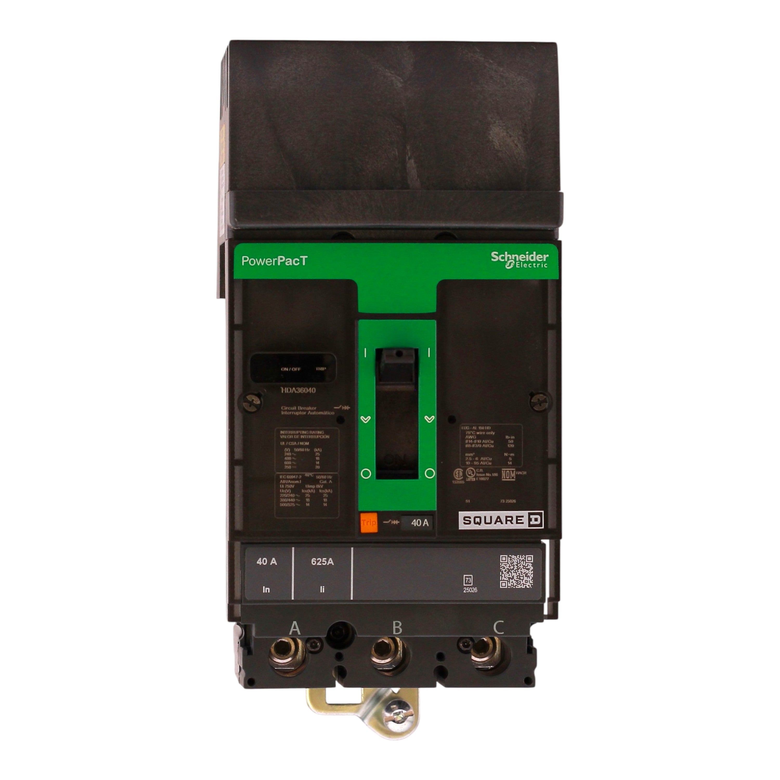 Square D PowerPacT H, HDA36040, 40A, 3P, 600VAC, 14kA, I-Line, Thermal Magnetic, Circuit Breaker - Image 5