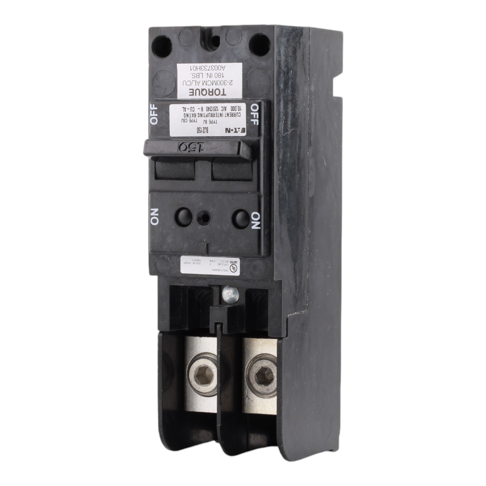 Eaton BJ2150, 150A, 120/240V, 2-Pole, 10kAIC, Plug-On Main Circuit Breaker, Common Trip, for 150A+ Load Centers - Image 3