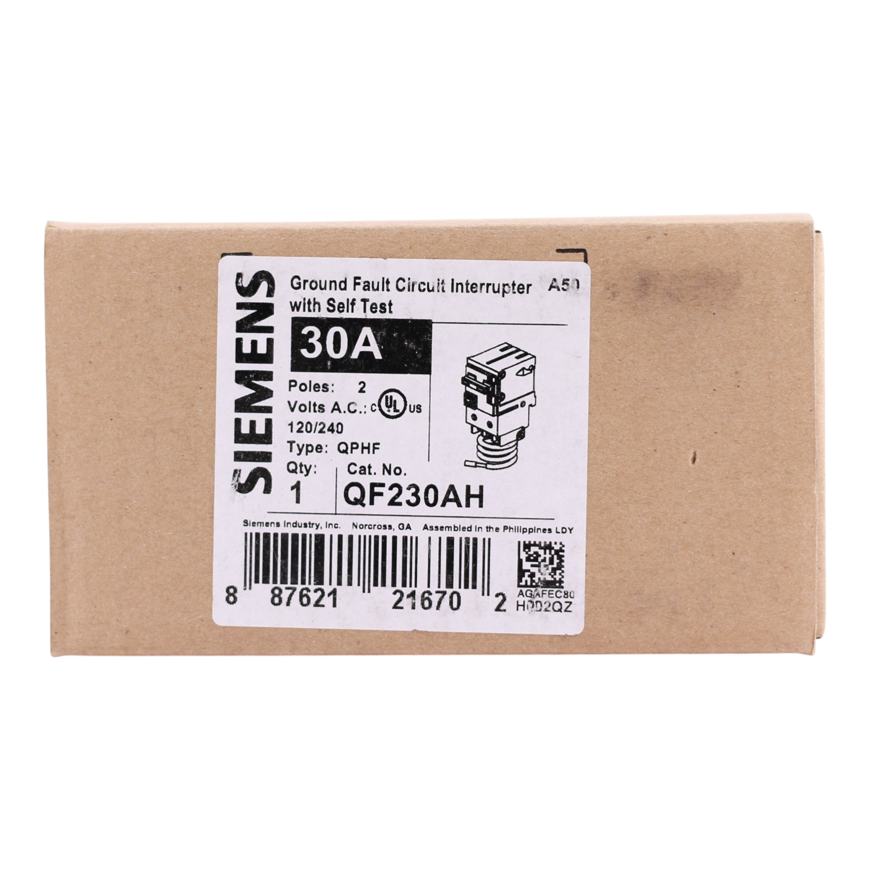 Siemens QP, QF230AH, 30A, 2P, 120/240V, GFCI, Pigtail Neutral, 22 kAIC, Circuit Breaker - Image 3
