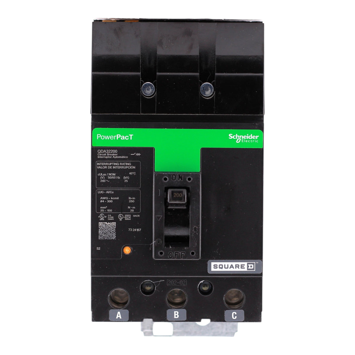 Square D PowerPacT Q, QDA32200, 200A, 3P, 240VAC, I-Line, Thermal Magnetic, Circuit Breaker - Image 5