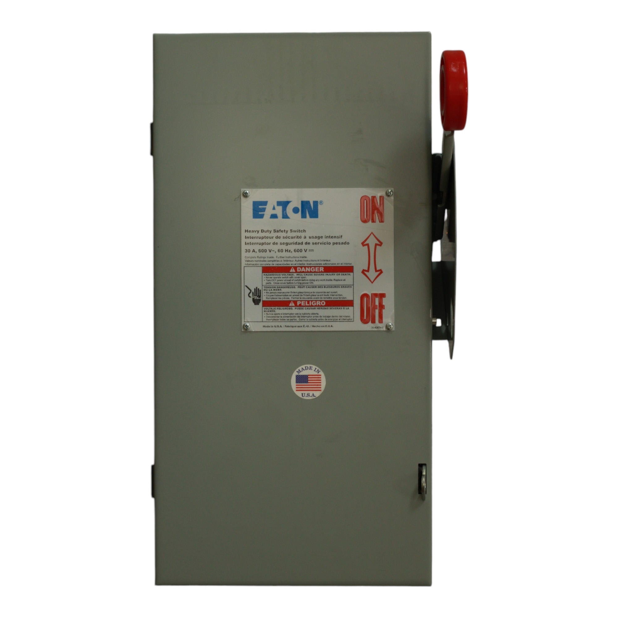 Eaton DH261UGK 30A 2P 600V Non-Fusible Heavy Duty Safety Switch NEMA 1 - Image 5