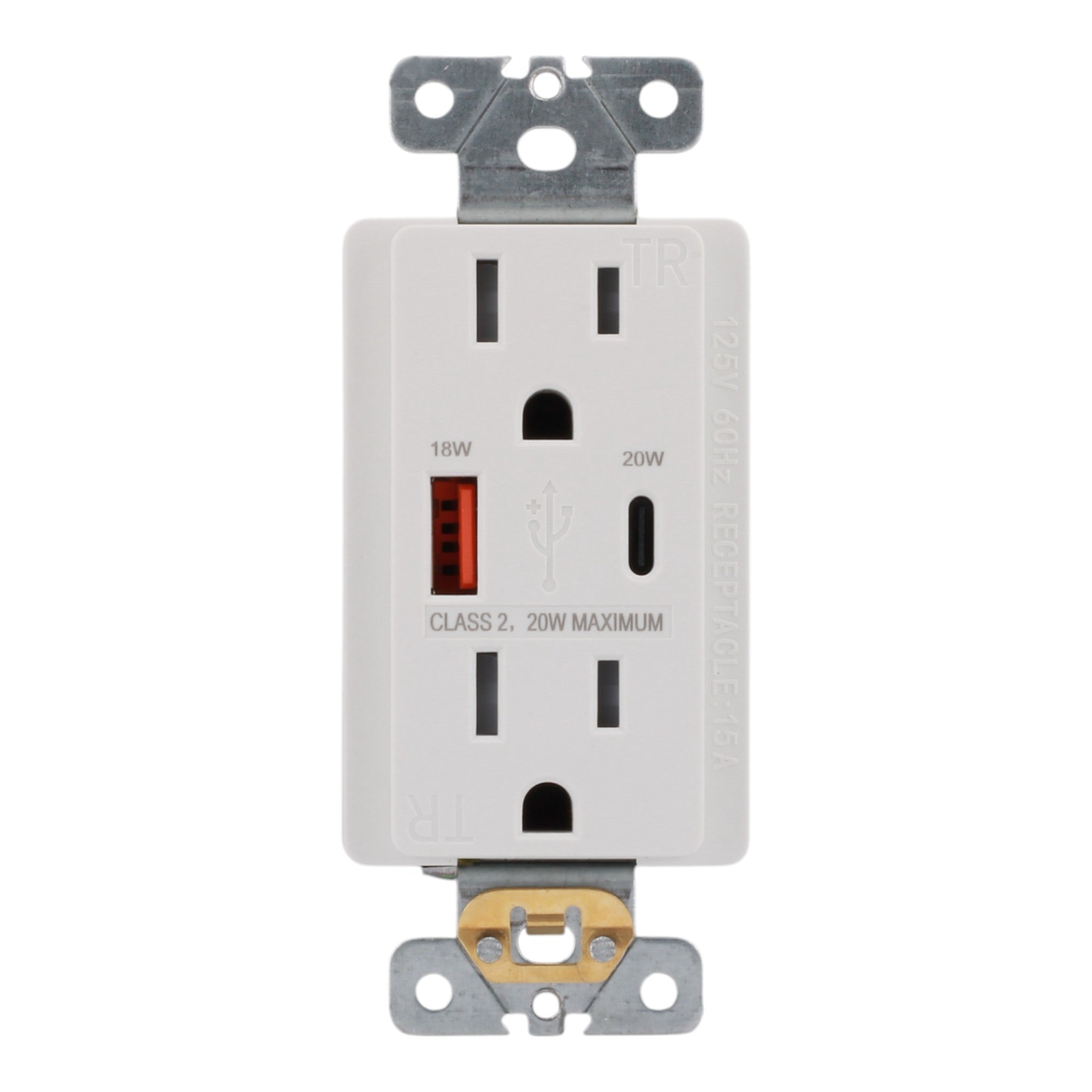 RES POWER 15A USB Outlet, Fast Charging, Type A/C, Tamper-Resistant, RES15USBACFC, White - Image 3