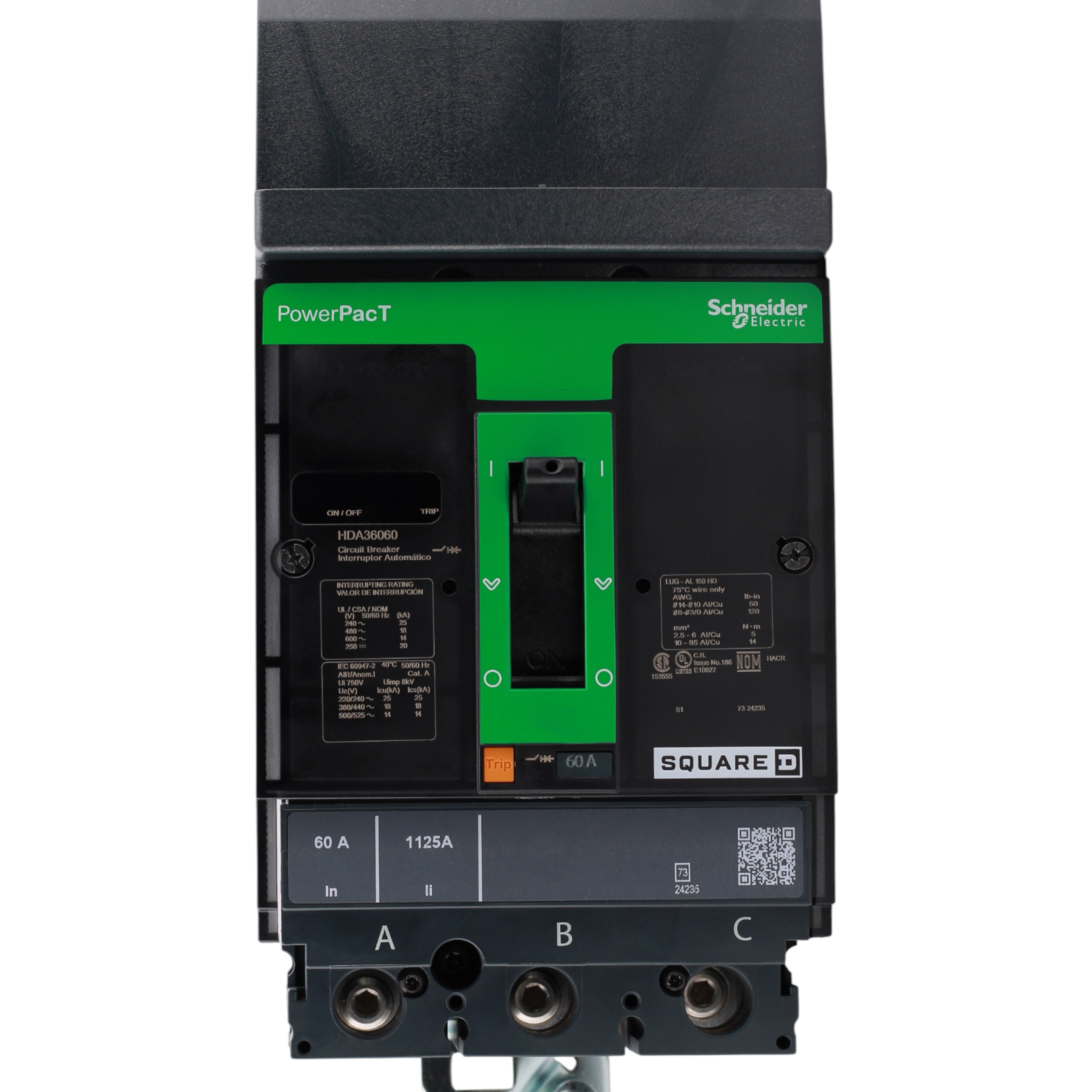 Square D HDA36060 Circuit breaker, PowerPacT H, 60A, 3 pole, 600VAC, 14kA, I-Line, ABC - Image 5