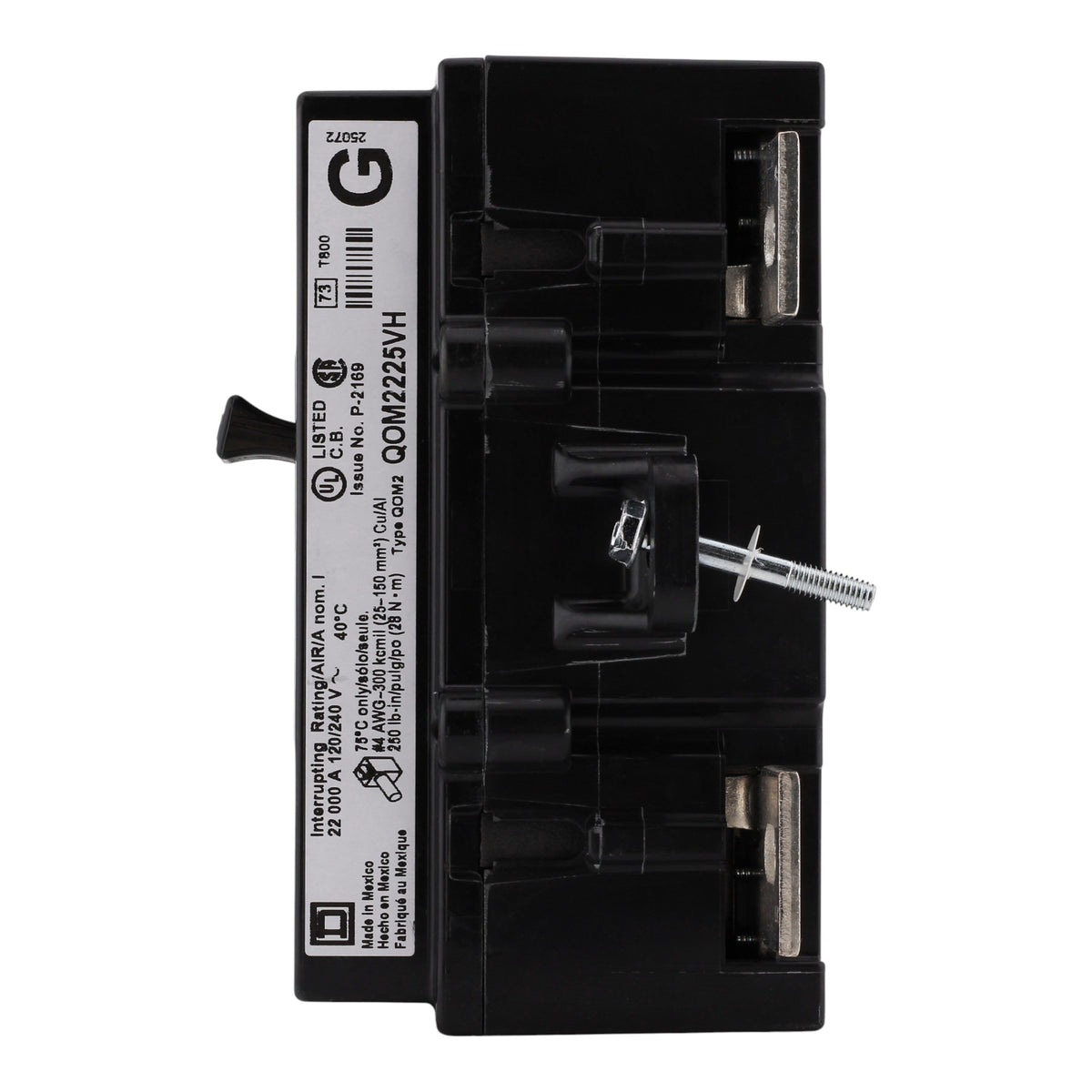Square D QO QOM2225VH 225A 2P 120/240V 22kA Bolt-On Main Circuit Breaker - Image 7