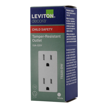 Leviton Decora T5325-DW 15A 125V TR Duplex Outlet - Image 6