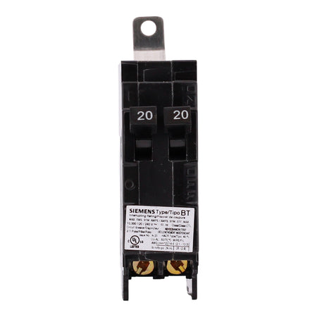 Siemens BT, B2020, 20/20A, 1P, 120V, Duplex, Bolt-On, Circuit Breaker - Image 3
