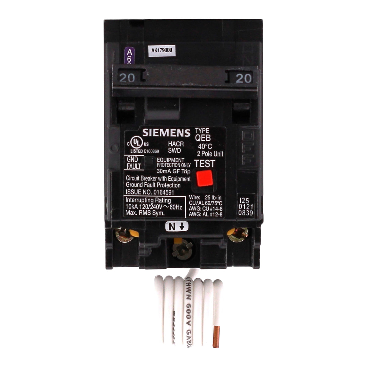 Siemens QEB, Q220EG, 20A, 2P, 240V, GFCI, Pigtail Neutral, Circuit Breaker - Image 4