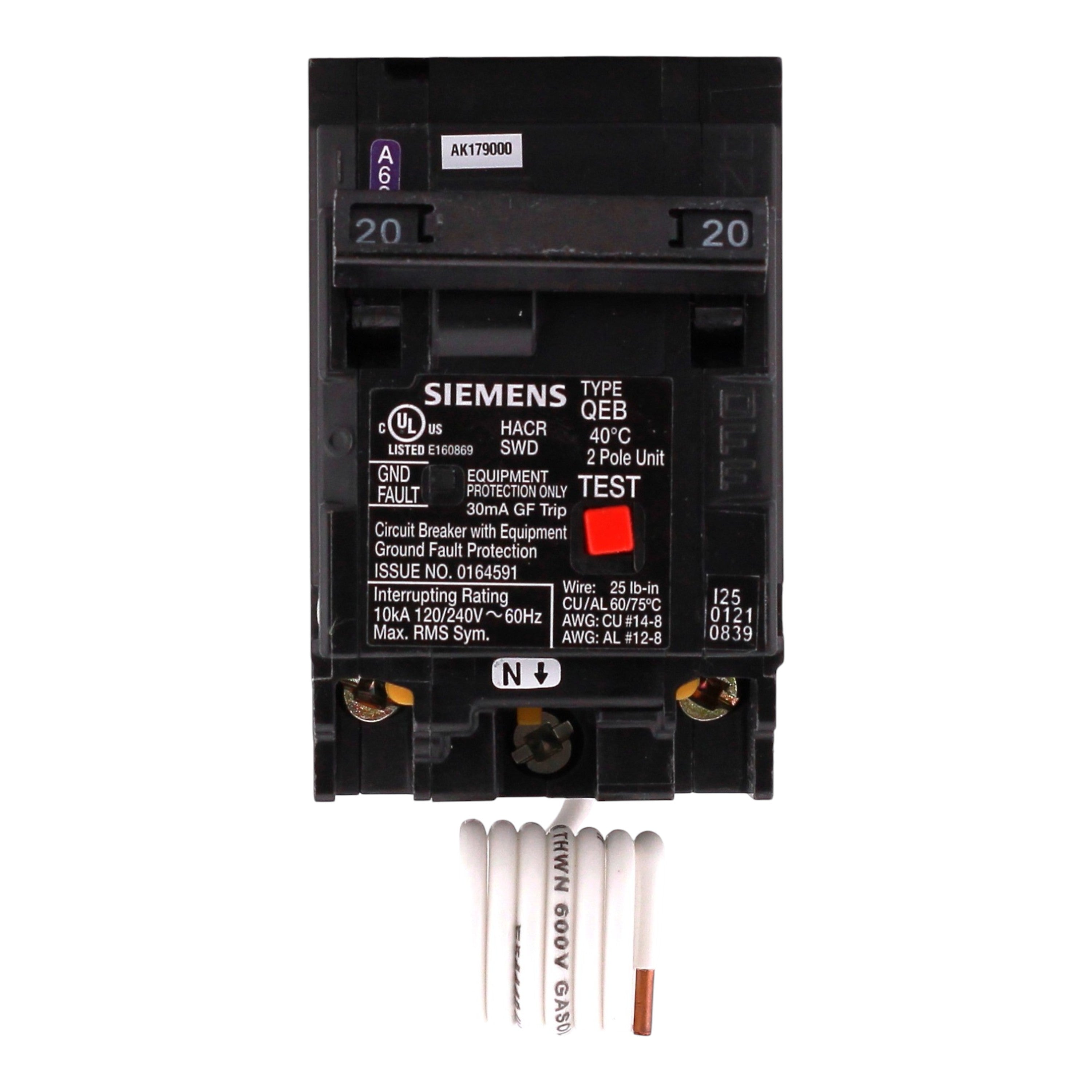 Siemens QEB, Q220EG, 20A, 2P, 240V, GFCI, Pigtail Neutral, Circuit Breaker - Image 4