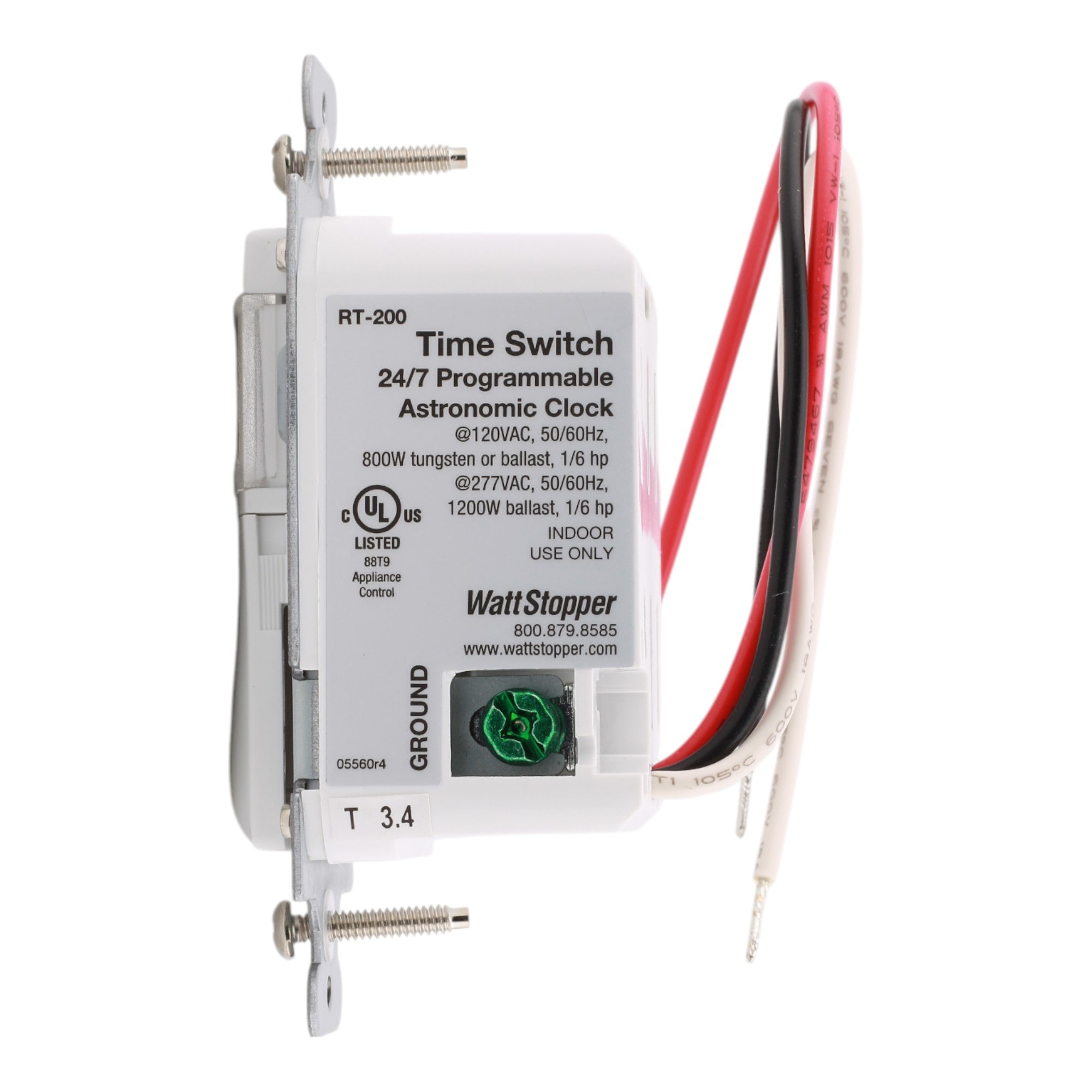 Wattstopper RT-200-W 1200W Astronomic Time Switch White - Image 5