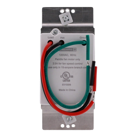 Square D X Series, SQR31103WH, 2.5A, 1P, 120V, 3-Speed Slide Fan Controller, Matte White - Image 6
