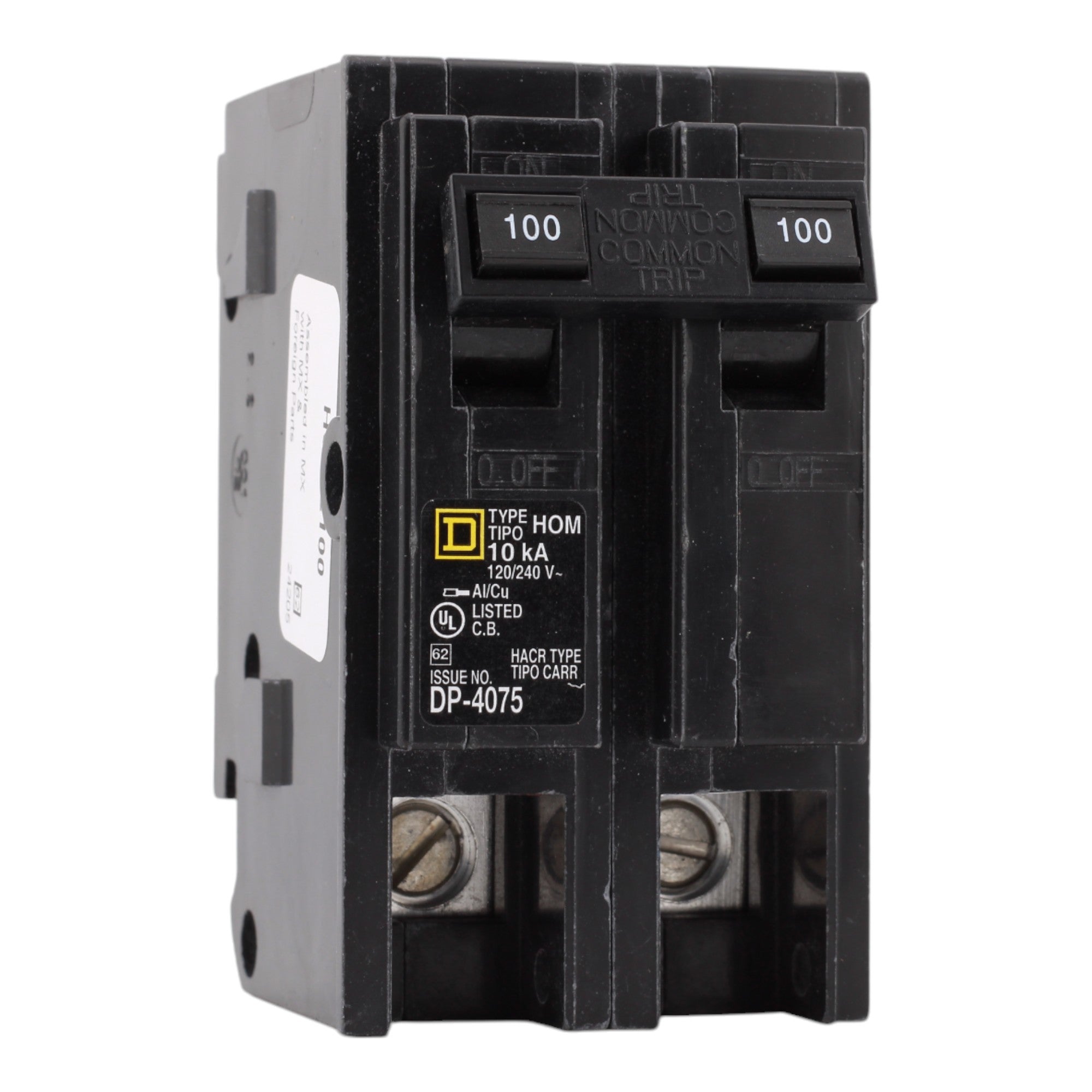Square D Homeline HOM2100 100A 2P 120/240V Standard Plug-In Circuit Breaker