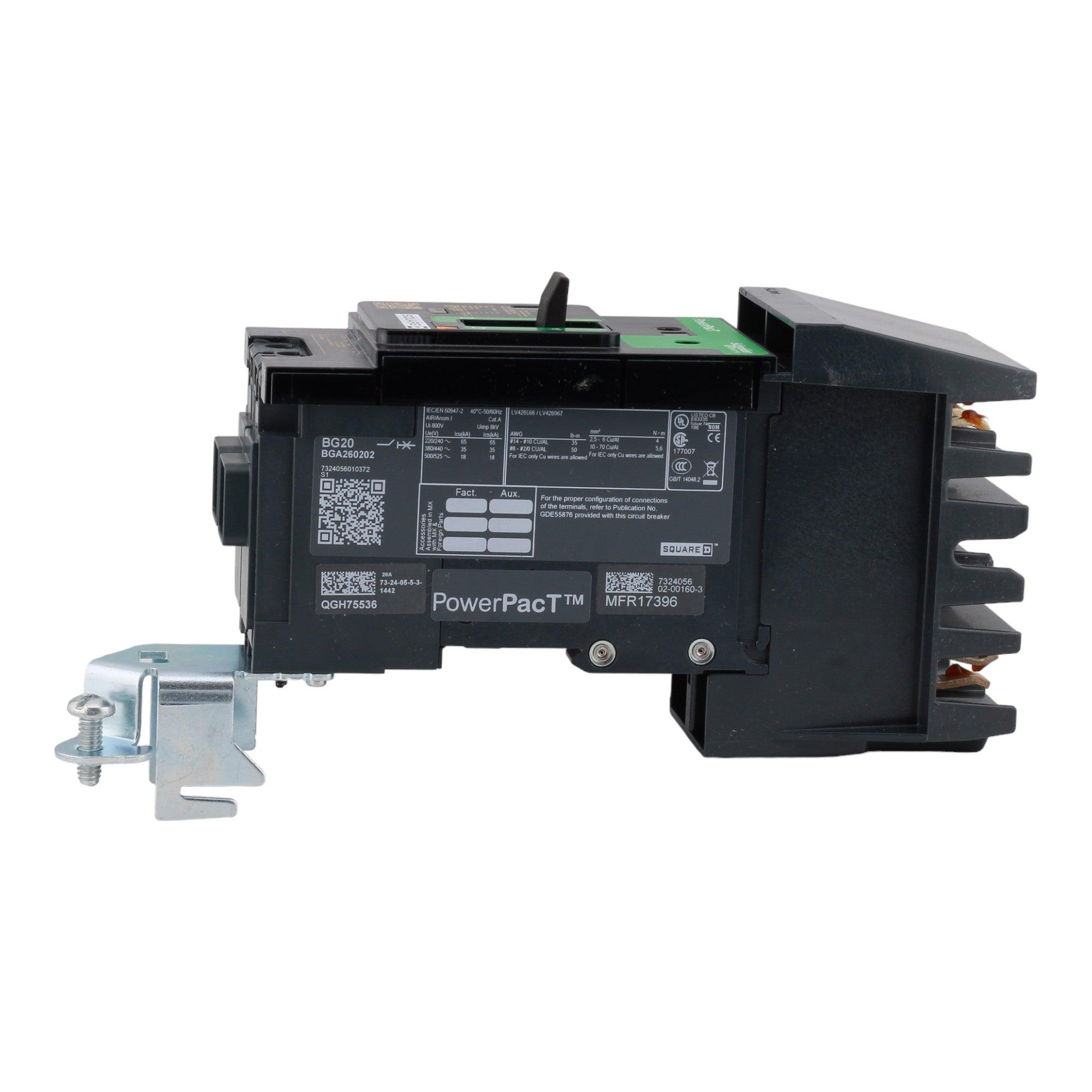 Square D BGA260202 20 Amp Double Pole Circuit Breaker - 600Y/347VAC, I-Line, UL Listed - Image 6