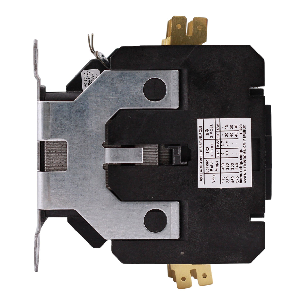 Eaton C25F, C25FNY44AL, 60A, 3-Pole, 110/120V Coil, Definite Purpose Contactor, Open, Metal Plate - Image 6