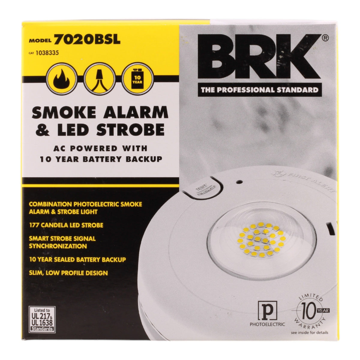 BRK 7020BSL 120V AC Photoelectric Smoke Alarm with LED Strobe and 10-Year Battery Backup - Image 2