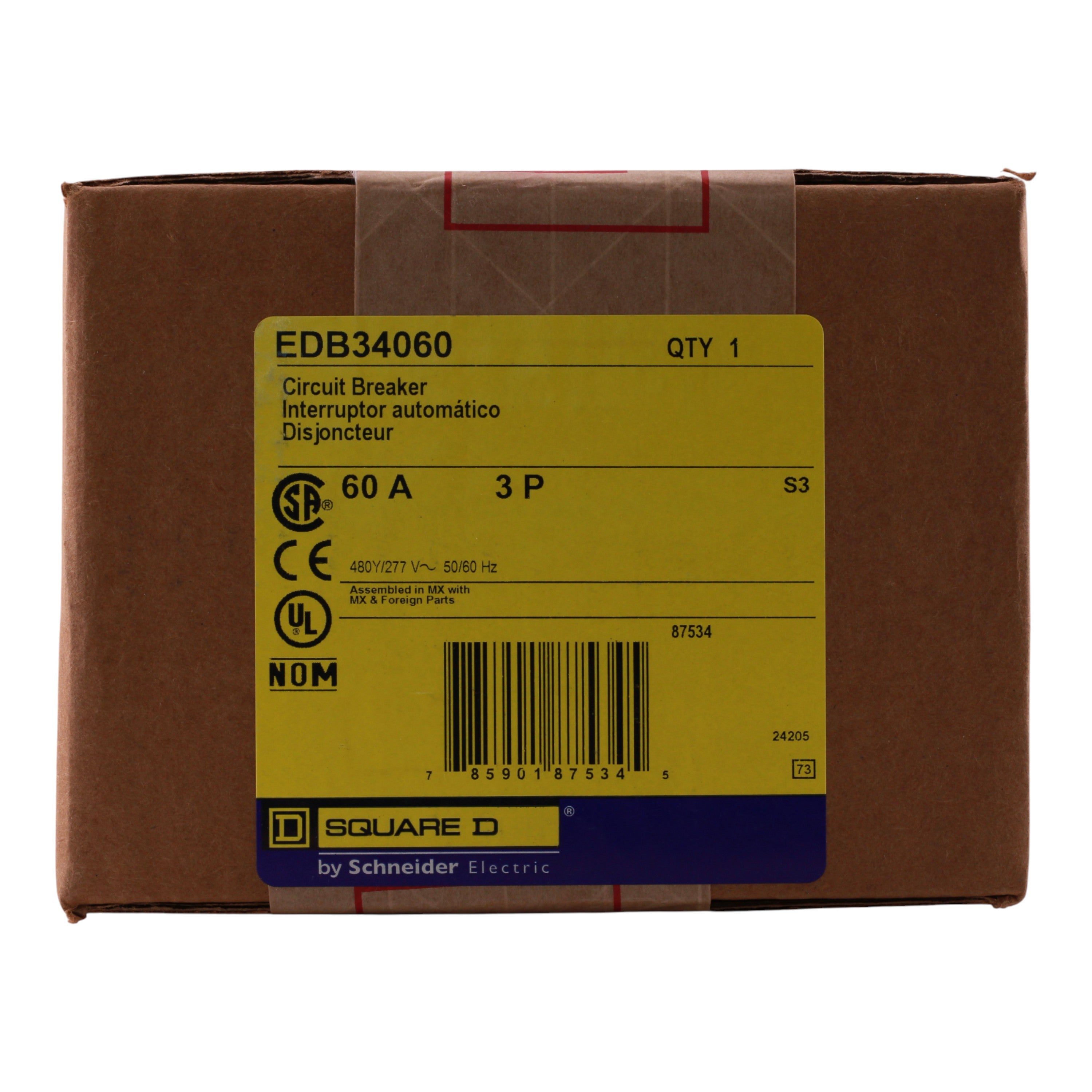Square D E-Frame EDB34060 60A 3P 480Y/277V Thermal-Magnetic Bolt-On Circuit Breaker - Image 3
