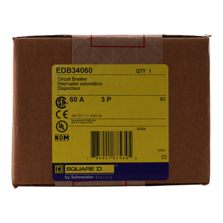 Square D E-Frame EDB34060 60A 3P 480Y/277V Thermal-Magnetic Bolt-On Circuit Breaker - Image 3