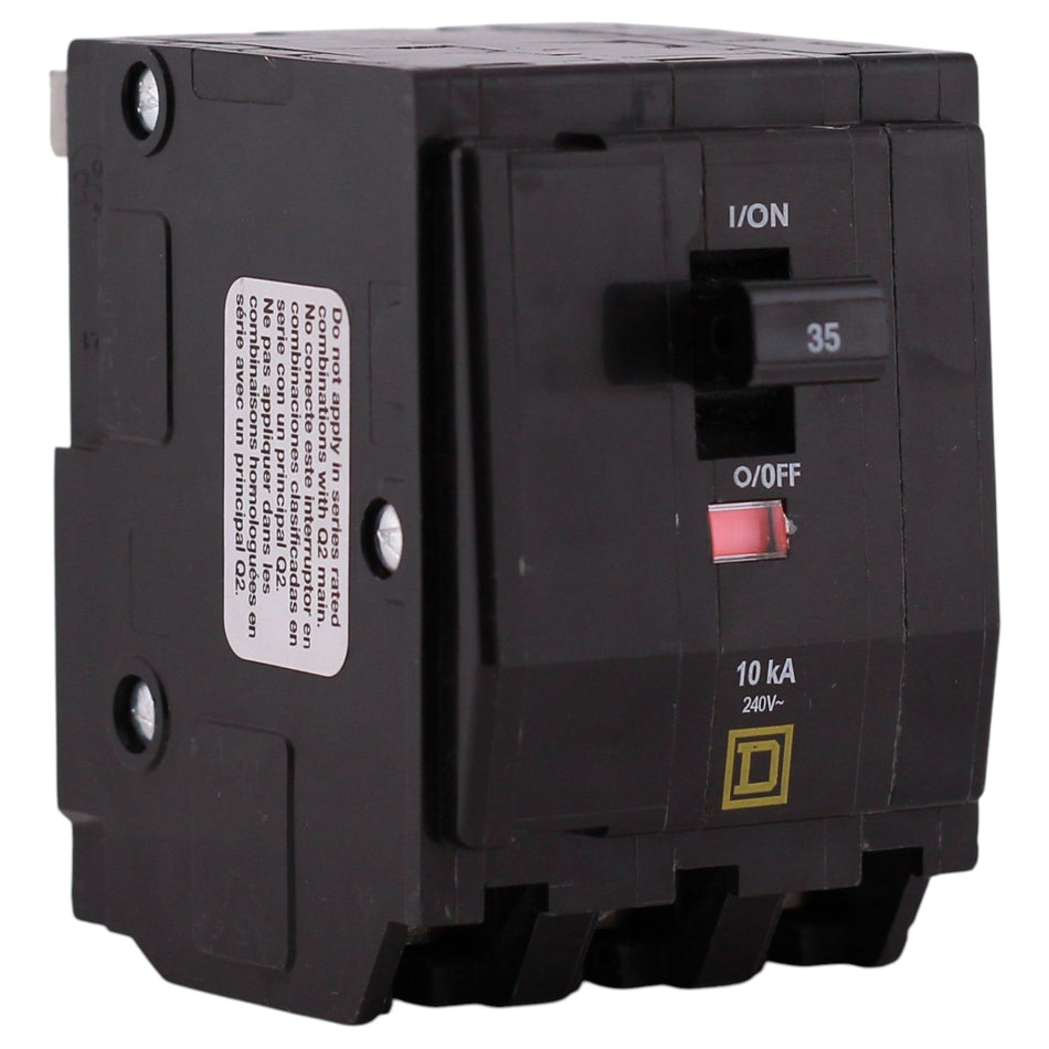 Square D QO, QO335, 35A, 3P, 120/240V, Thermal Magnetic, Plug-In, Circuit Breaker