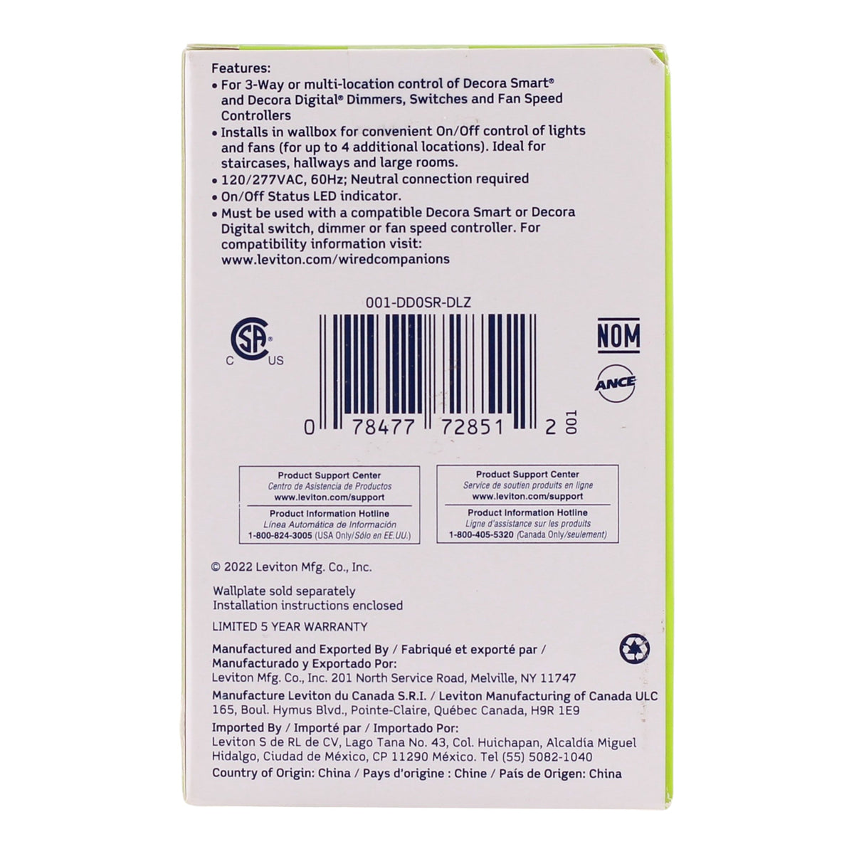 Leviton Decora Smart, DD0SR-DLZ, 3-Pole, 120/277V, Switch Companion, Circuit Accessory - Image 4