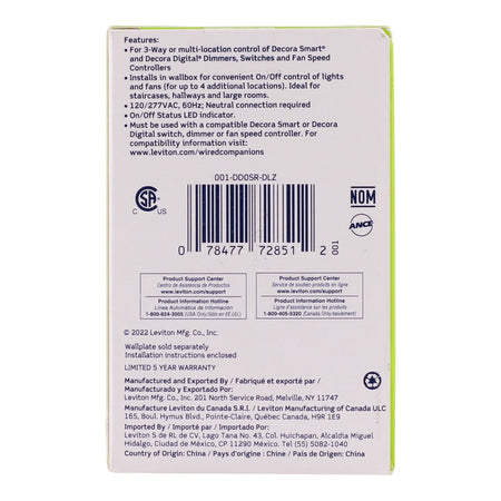 Leviton Decora Smart, DD0SR-DLZ, 3-Pole, 120/277V, Switch Companion, Circuit Accessory - Image 4