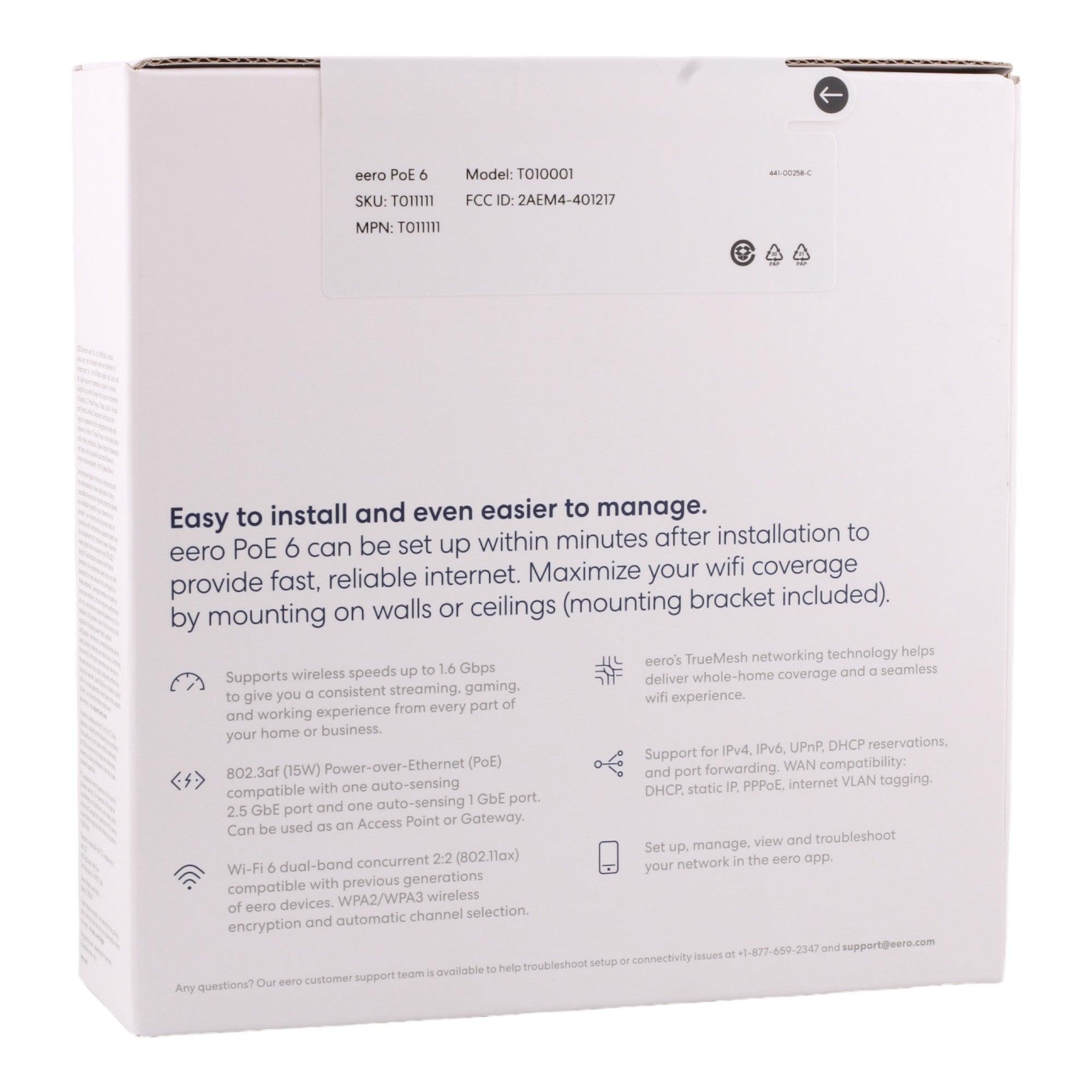 eero PoE 6 PoE Wi-Fi 6 Ceiling/Wall Mount Dual-Band Access Point - Image 5