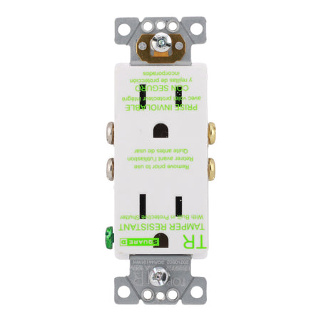 Square D X Series SQR44101WH 15A 125V Tamper Resistant Duplex Outlet White - Image 4