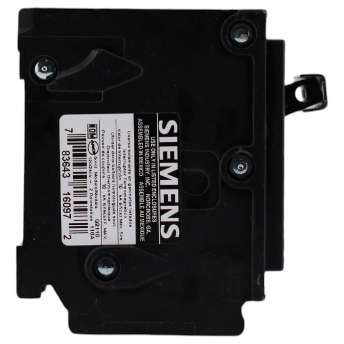 Siemens QP, Q2110, 110A, 2P, 120/240V, Thermal Magnetic, Plug-In, Circuit Breaker - Image 4