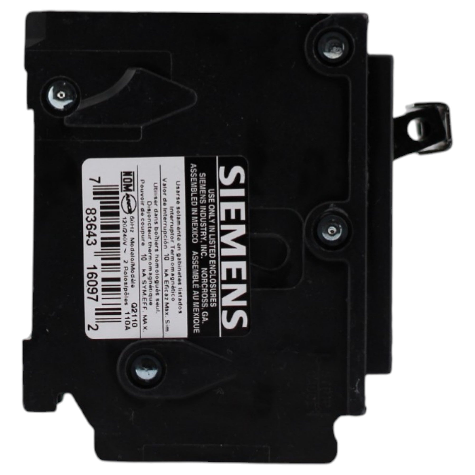 Siemens QP, Q2110, 110A, 2P, 120/240V, Thermal Magnetic, Plug-In, Circuit Breaker - Image 4