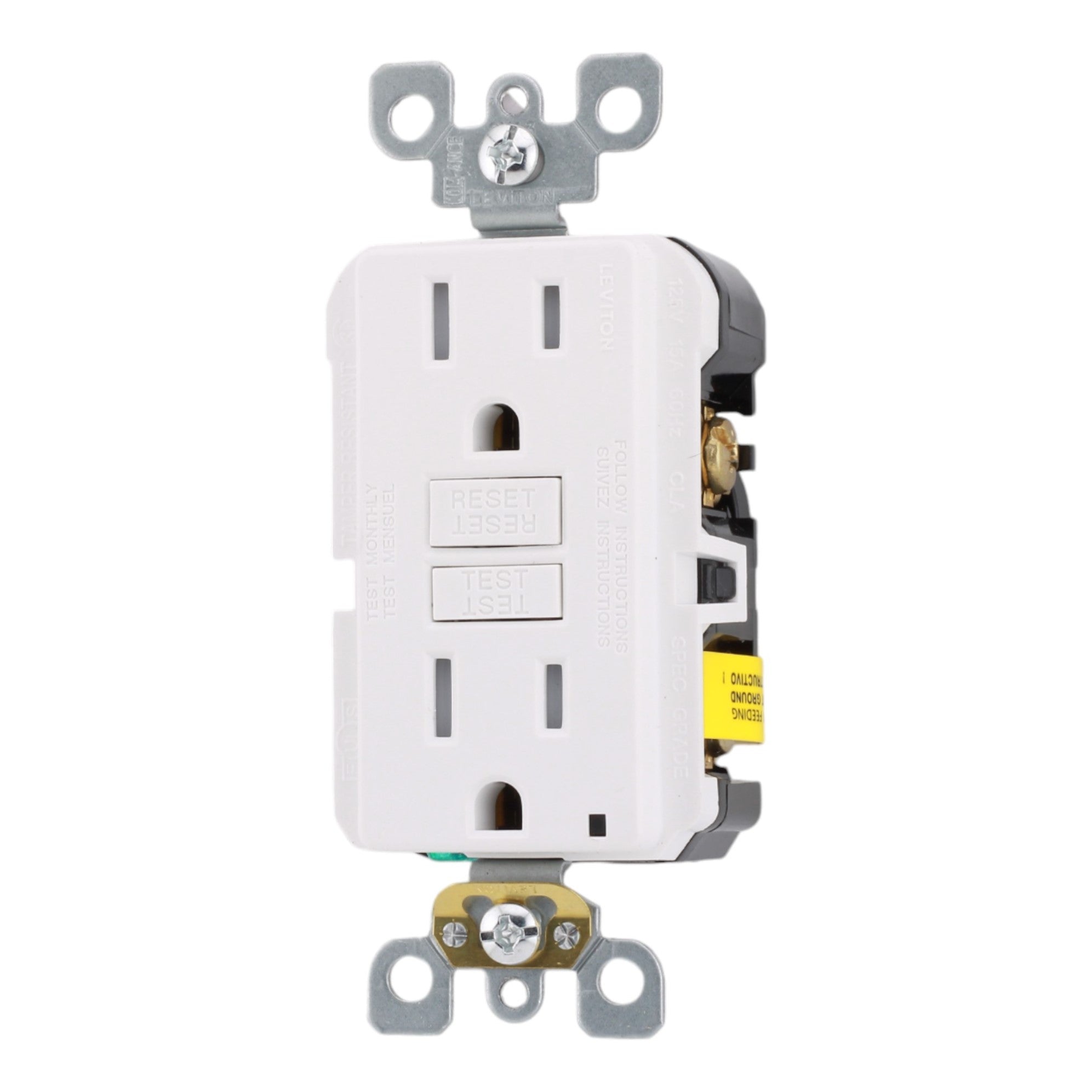 Leviton GFTR1-W 15A 125V Tamper-Resistant Duplex GFCI Receptacle White - Image 4