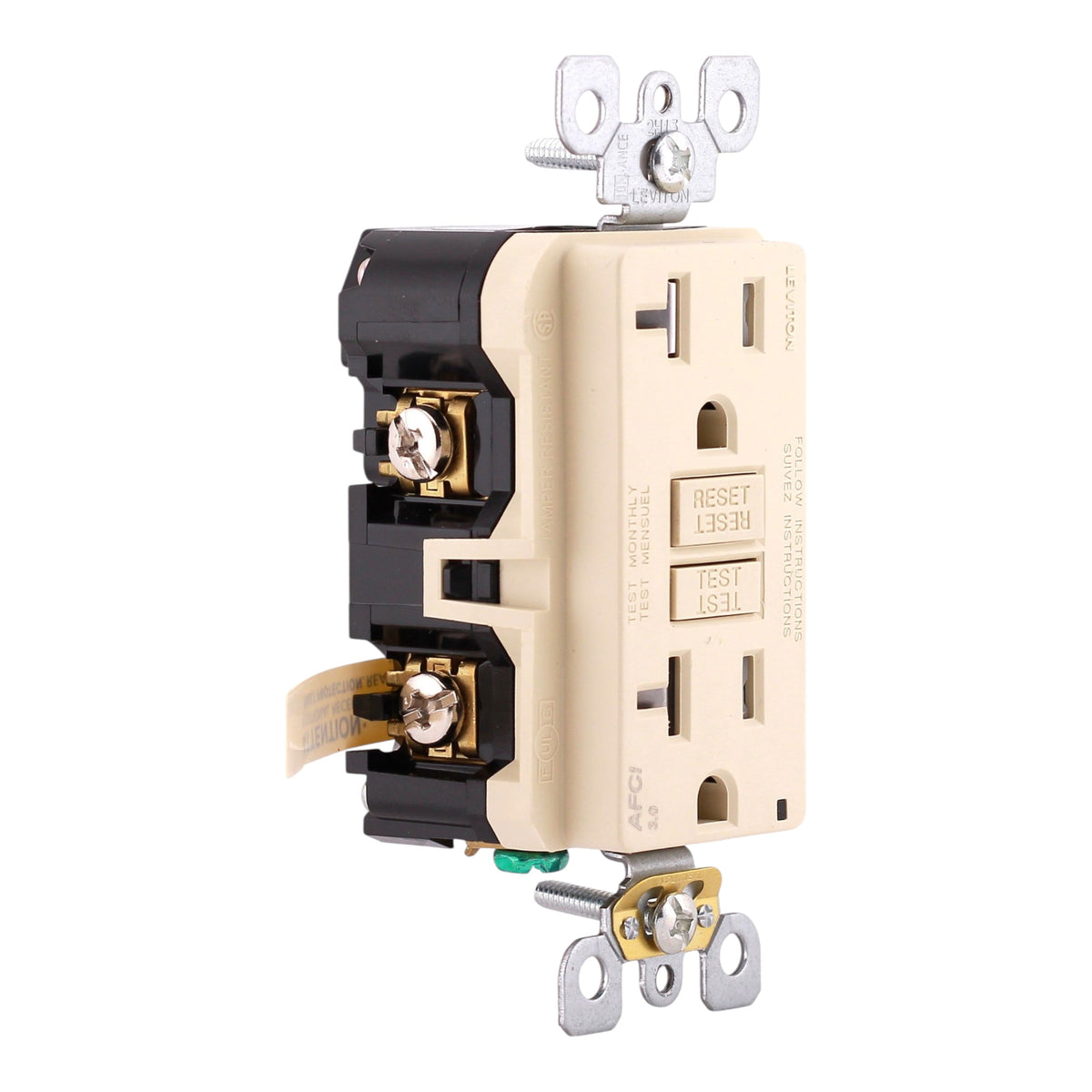 Leviton SmartlockPro, AFTR2-I, 20A, 125V, NEMA 5-20R, Tamper-Resistant, AFCI Outlet, Ivory - Image 4