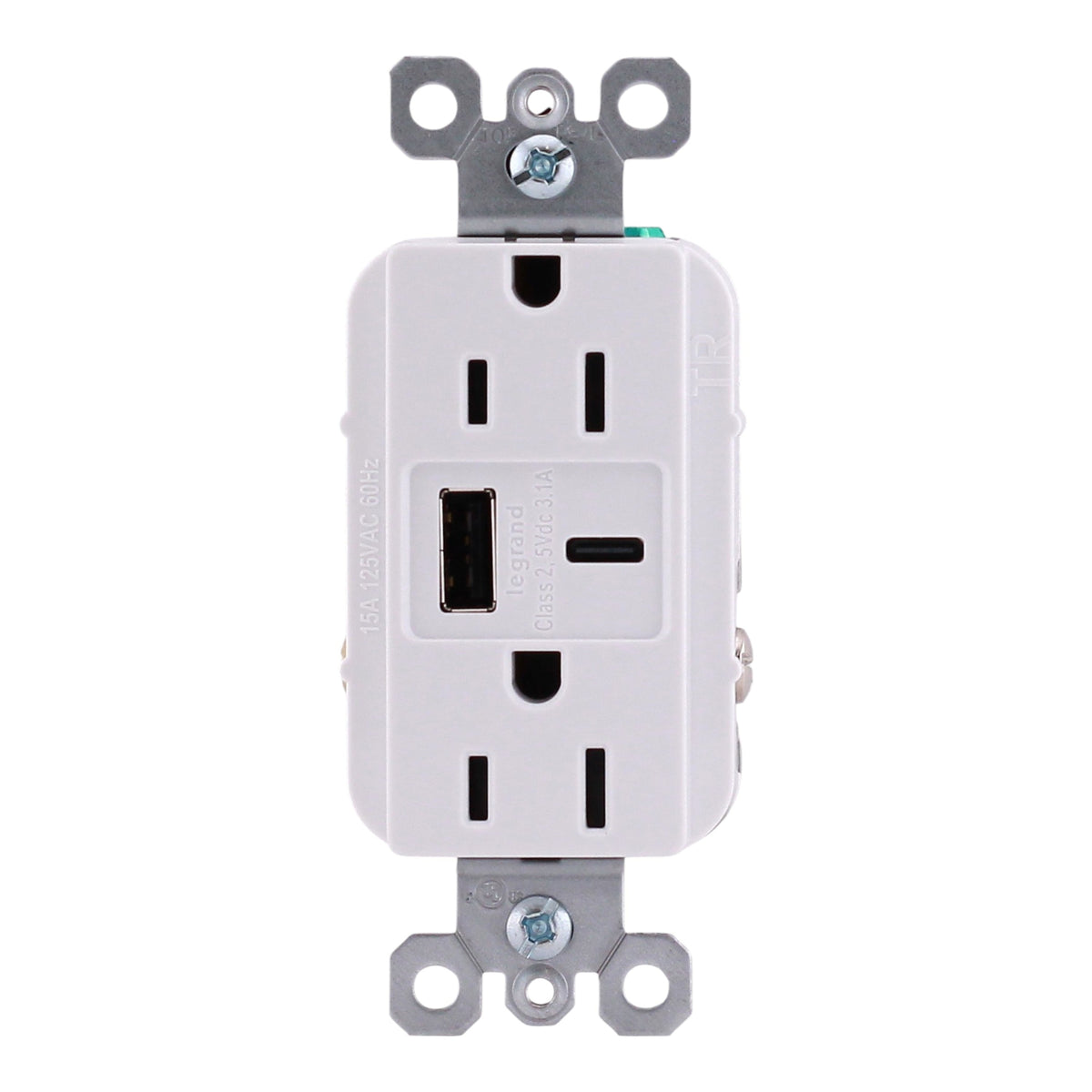 Pass & Seymour Radiant, R26USBACW, 15A, 125V, NEMA 5-15R, USB Type-A/Type-C Combo Outlet, Tamper-Resistant, White - Image 5