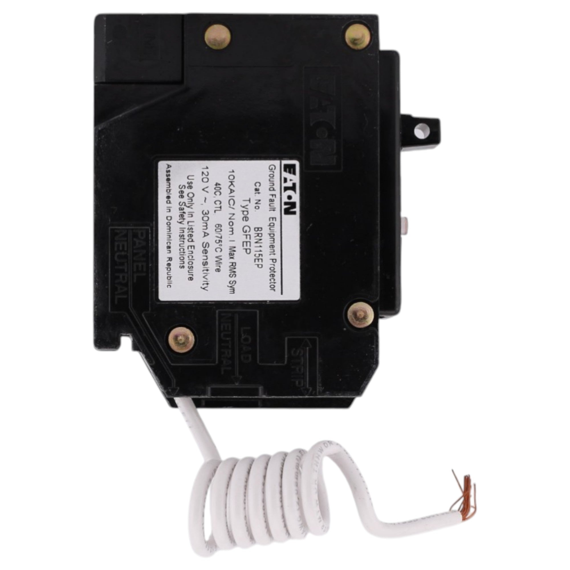 Eaton BR, BRN115EP, 15A, 1P, 120/240V, GFCI Equipment Protector, Pigtail Neutral, Circuit Breaker - Image 5