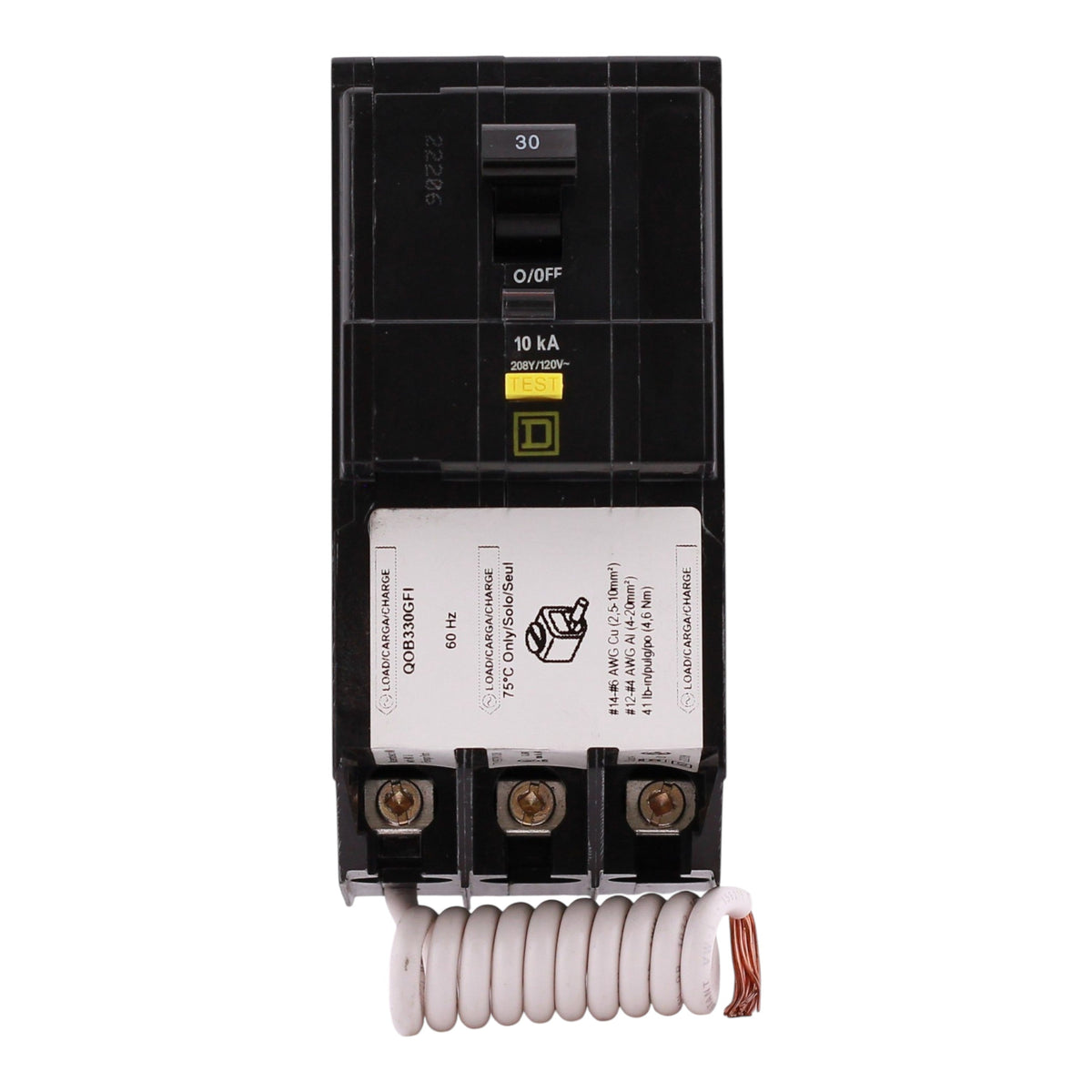 Square D QOB330GFI 30 Amp 3 Pole Circuit Breaker, GFCI Protection, 208Y/120V, Bolt-On, UL Listed - Image 6