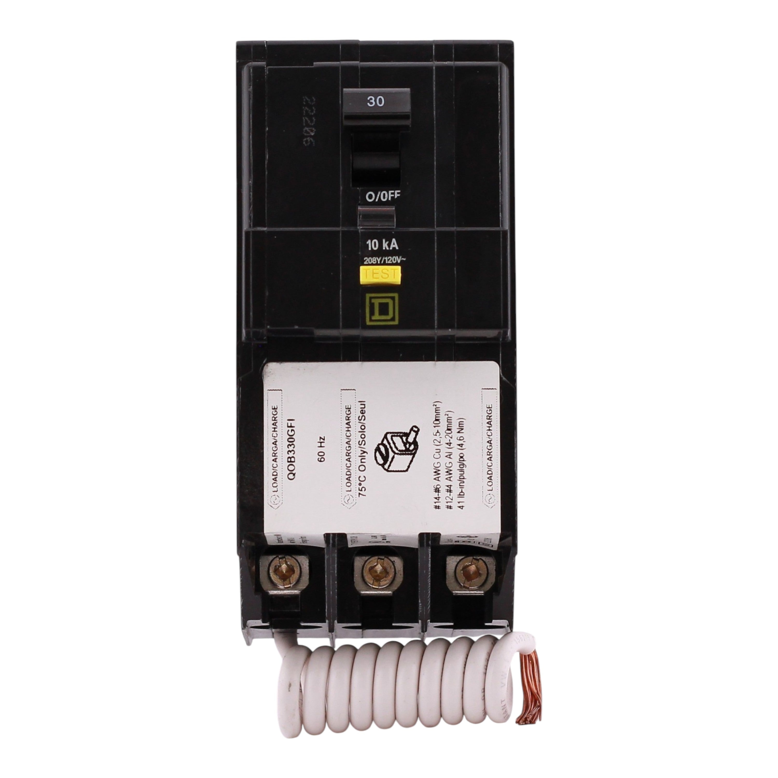 Square D QOB330GFI 30 Amp 3 Pole Circuit Breaker, GFCI Protection, 208Y/120V, Bolt-On, UL Listed - Image 6