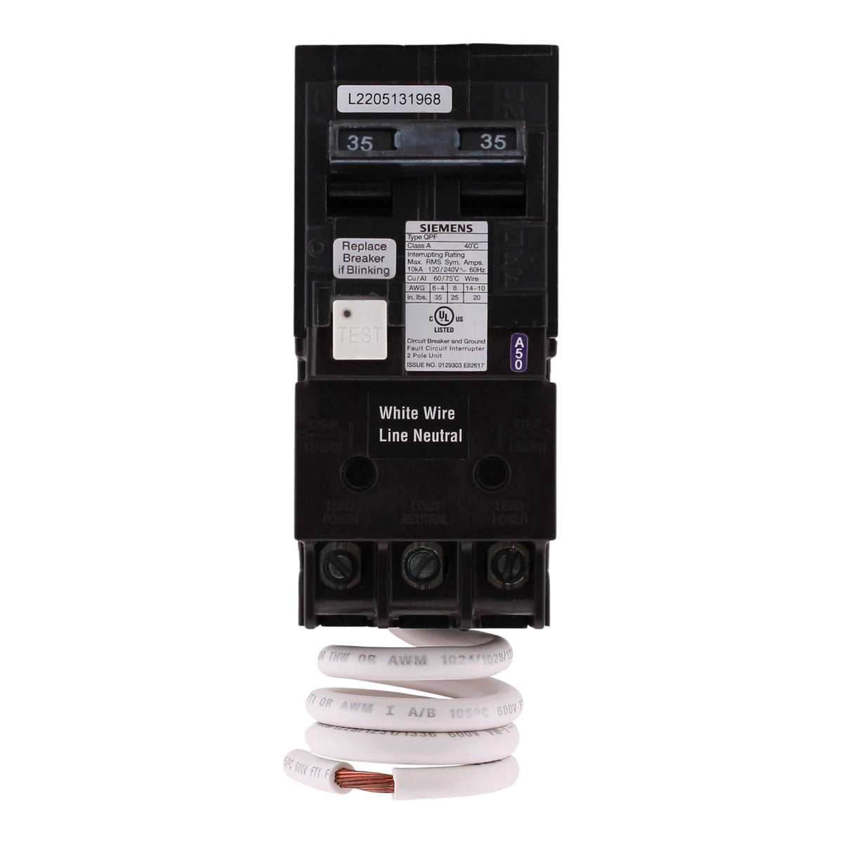 Siemens QPF, QF235A, 35A, 2P, 120/240V, GFCI, Pigtail Neutral, Circuit Breaker - Image 6